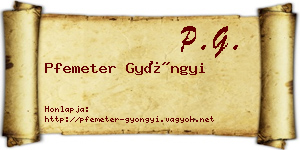 Pfemeter Gyöngyi névjegykártya